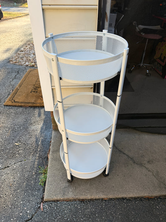 Collapsible white cart with wheels