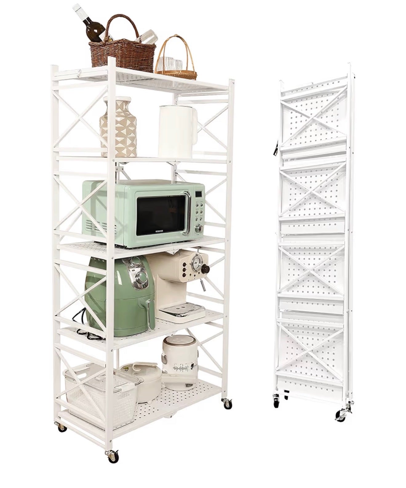 Folding white metal shelves (style 2)