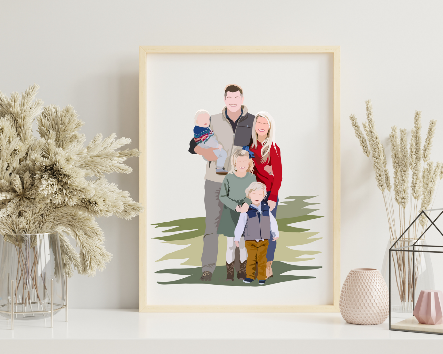 Family Portrait Illustration Mailed Print