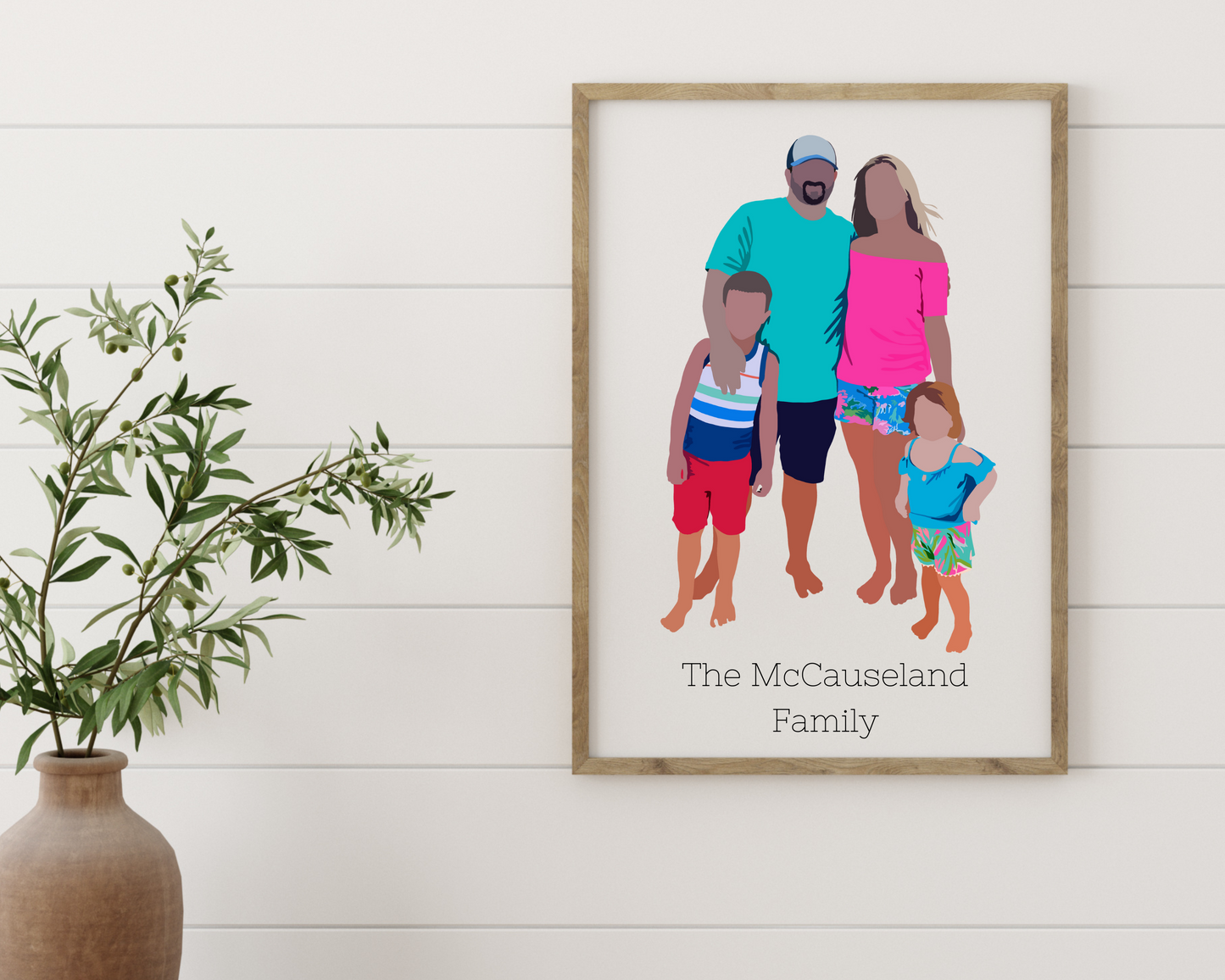 Family Portrait Illustration Mailed Print