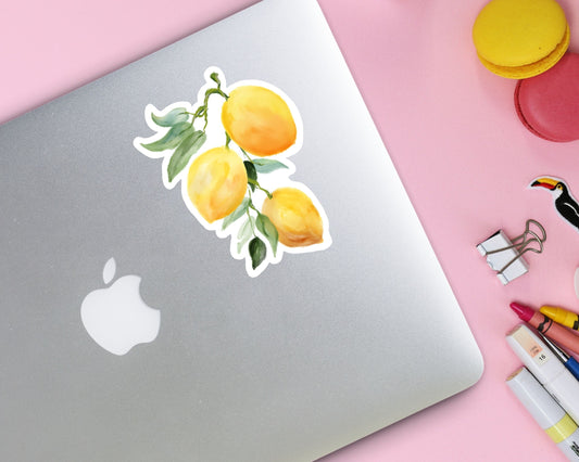 Watercolor Lemons 4 inch Sticker | Watercolor Style | Lemon Art | Yellow Watercolor | Sour Lemons | Kitchen Lemon Decor