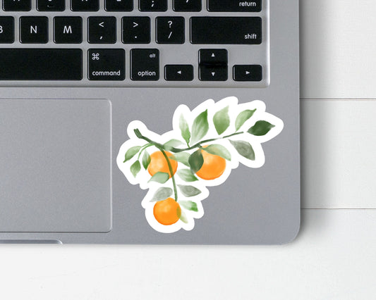 Orange Branch Watercolor 4 inch Sticker