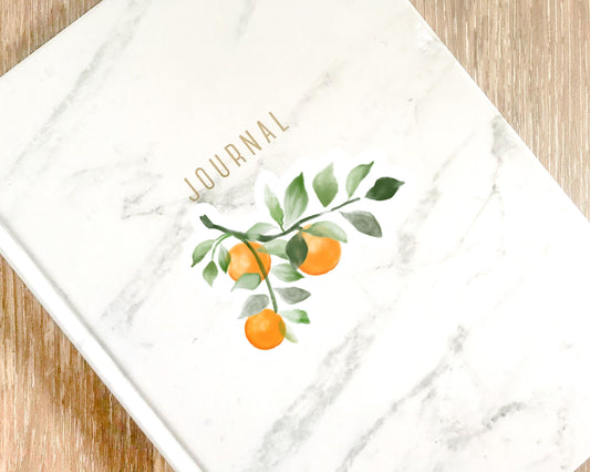 Orange Branch Watercolor 4 inch Sticker