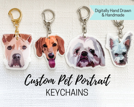 Custom Pet Portrait Handmade Keychain