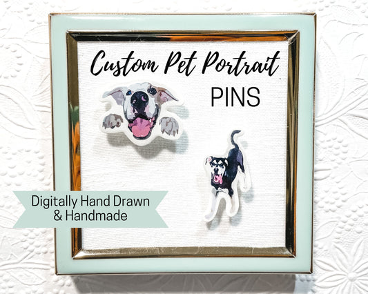 Custom Pet Portrait Handmade Pin