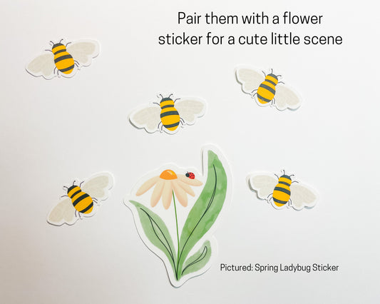 Mini Bumble Bee Sticker Pack, Vinyl Stickers