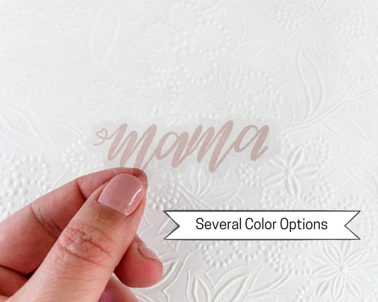 Clear Mama Heart Vinyl Sticker, 3 inches