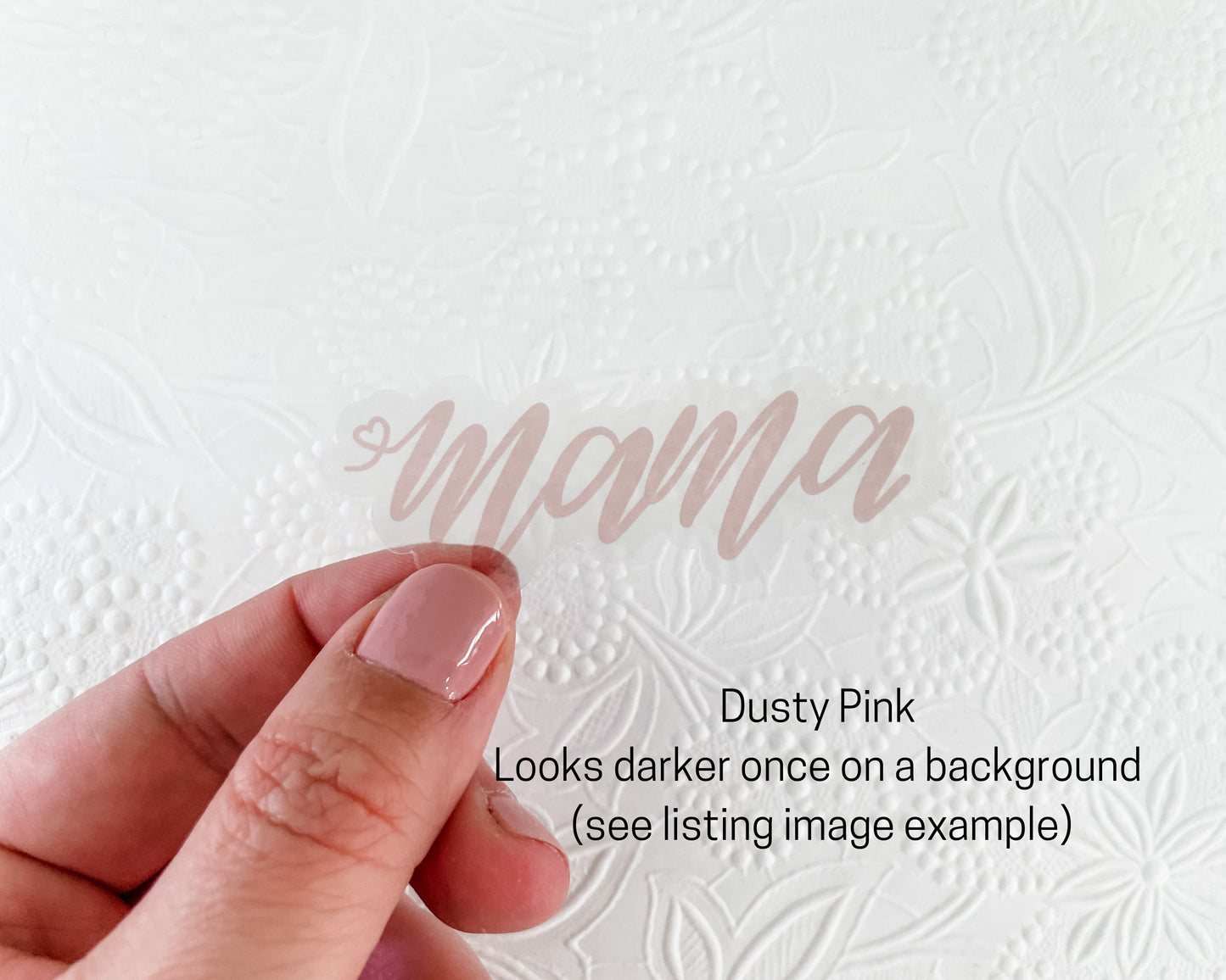 Clear Mama Heart Vinyl Sticker, 3 inches
