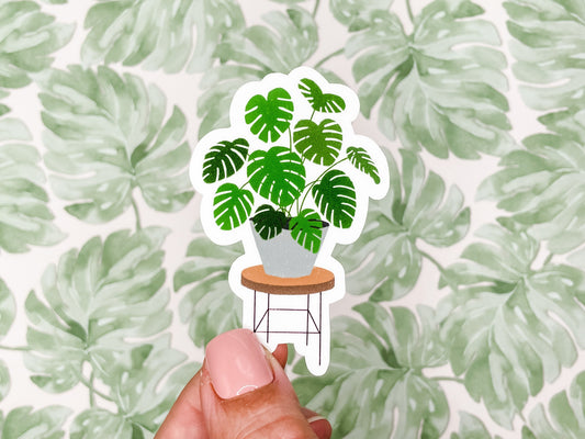 Monstera Plant Vinyl Sticker, 3 inches tall