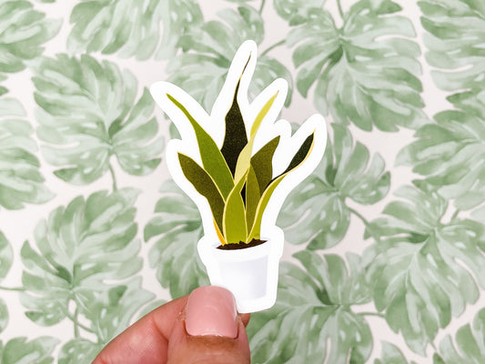Snake Plant Vinyl Sticker, 3 inches tall House Plant, Plant Mom, Plant Dad, Potted Plant, Laptop Water Bottle Decal, Aesthetic