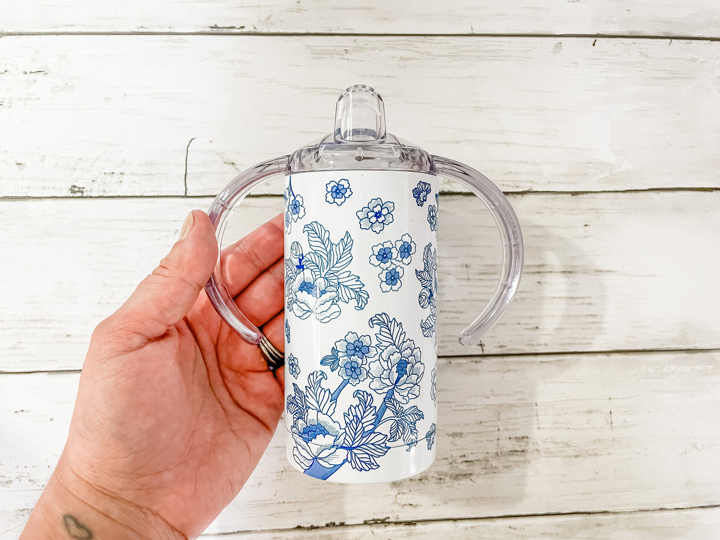 Mommy & Mini Matching Blue White Chinoiserie Pattern Tumbler Set