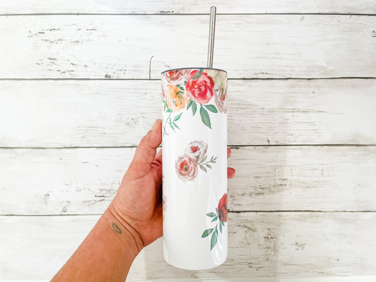 Watercolor Floral Tumbler 20 0z