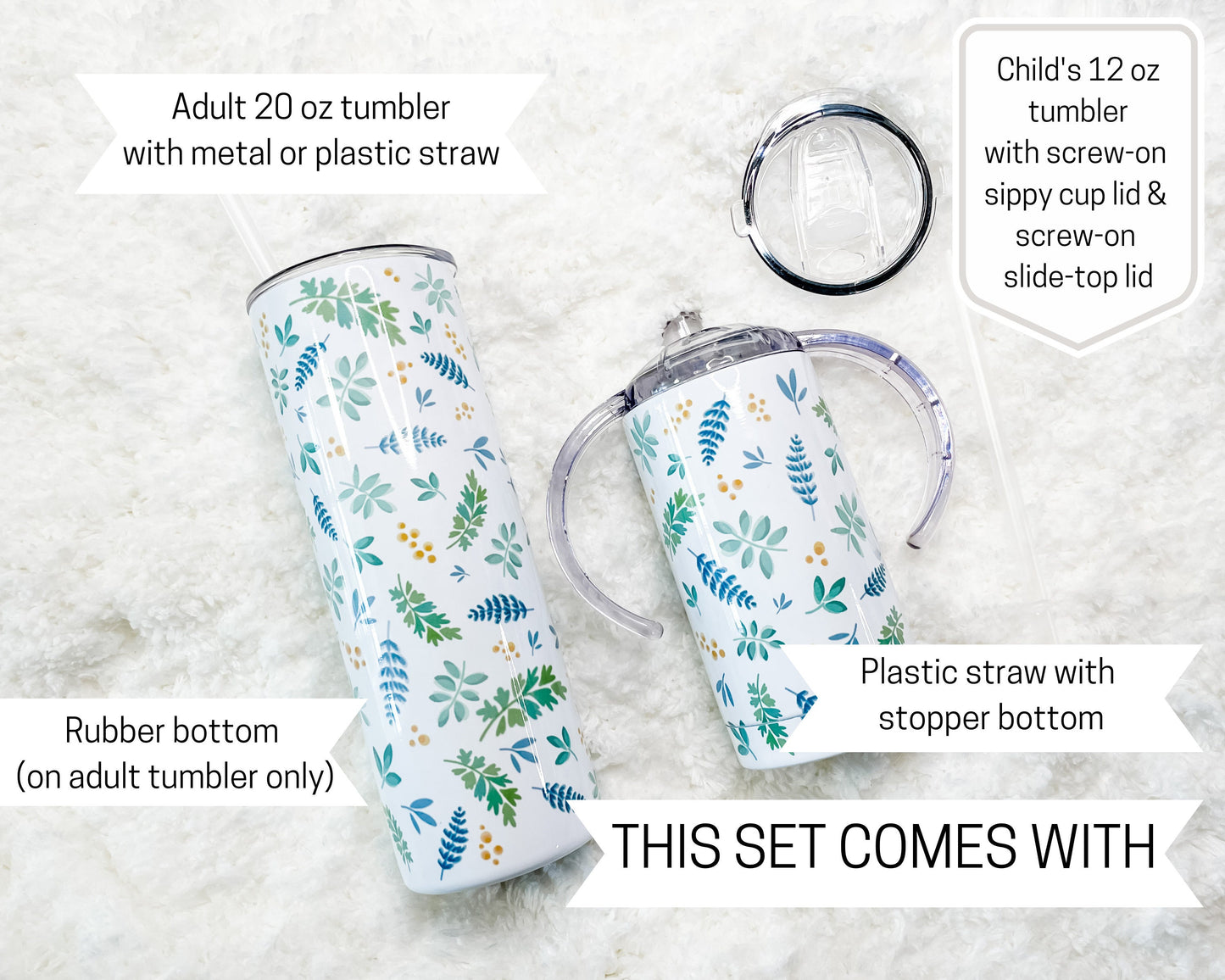 Mommy & Mini Botanical Print Matching Tumbler set
