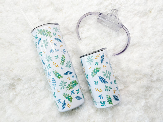 Mommy & Mini Botanical Print Matching Tumbler set