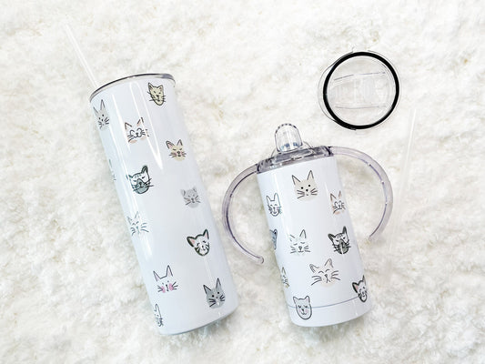 Mommy & Mini Cat Faces Matching Tumbler set