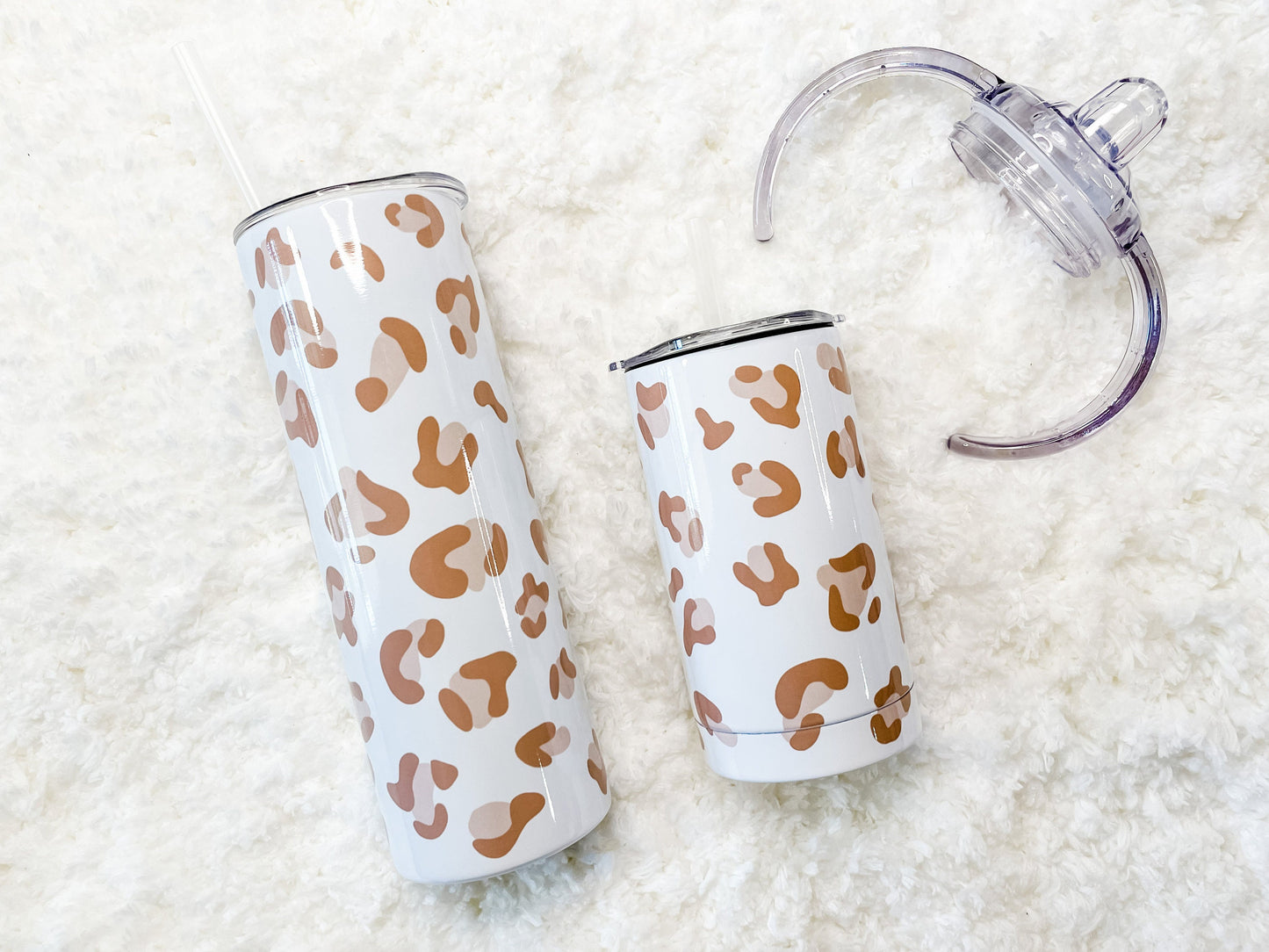 Mommy & Mini Dusty Pink Leopard Print Matching Tumbler set