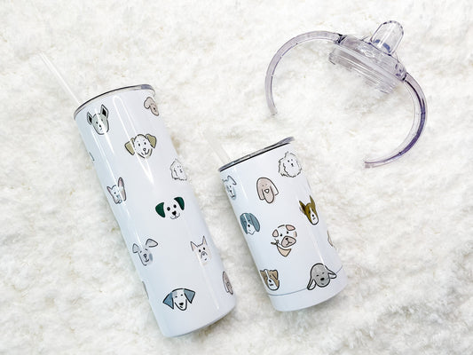 Mommy & Mini Dog Faces Matching Tumbler set