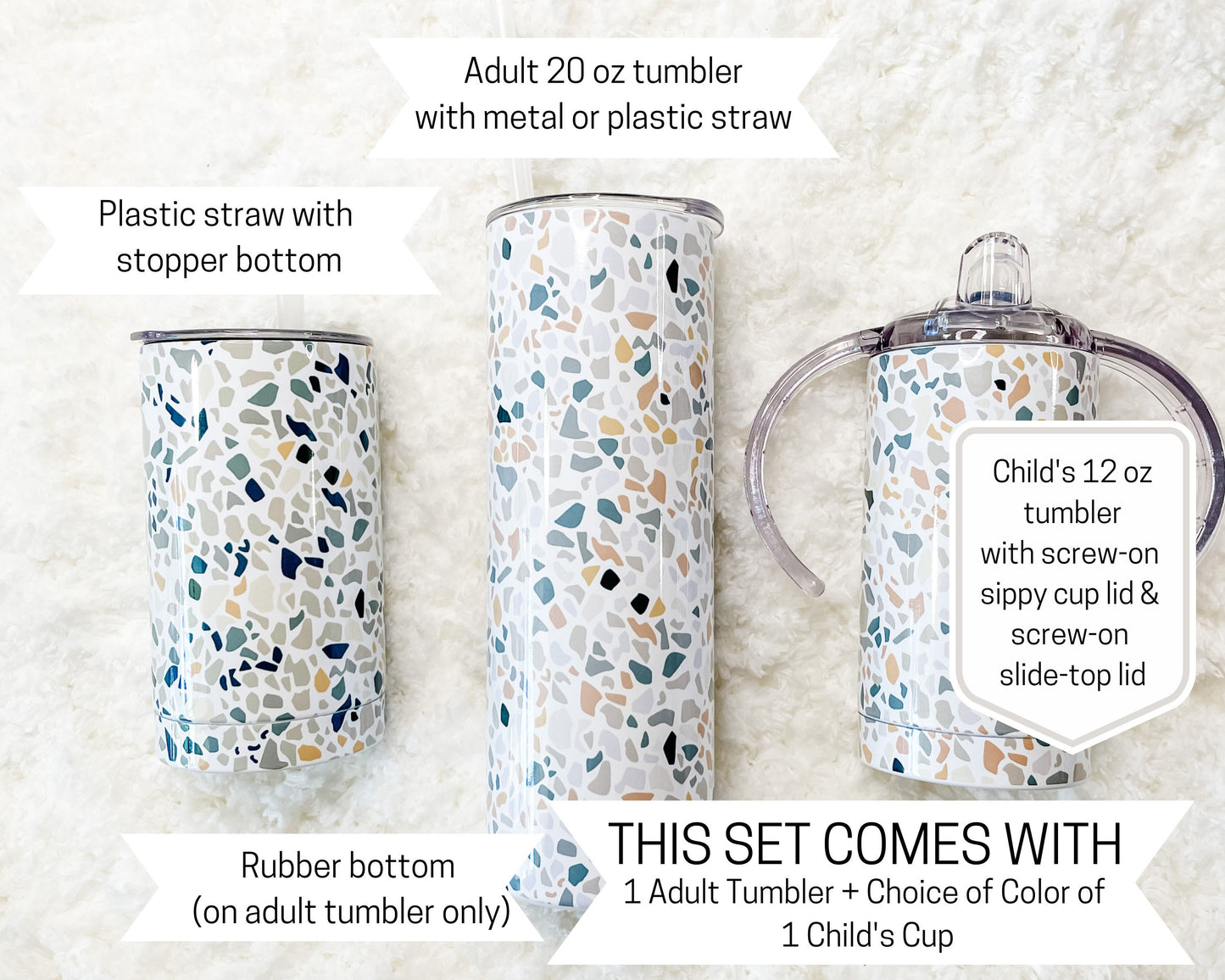 Mommy & Mini Terrazzo Print Matching Tumbler set