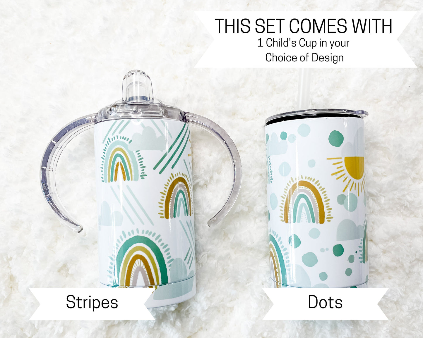 Muted Rainbow Print Sippy Child's Tumbler set