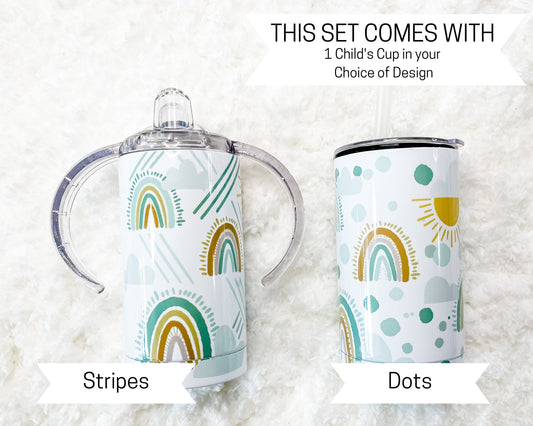 Muted Rainbow Print Sippy Child's Tumbler set