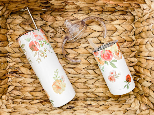 Mommy & Mini Watercolor Floral Matching Tumbler set