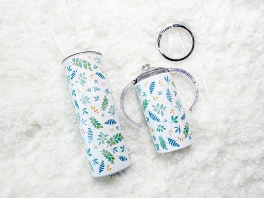 Mommy & Mini Botanical Print Matching Tumbler set