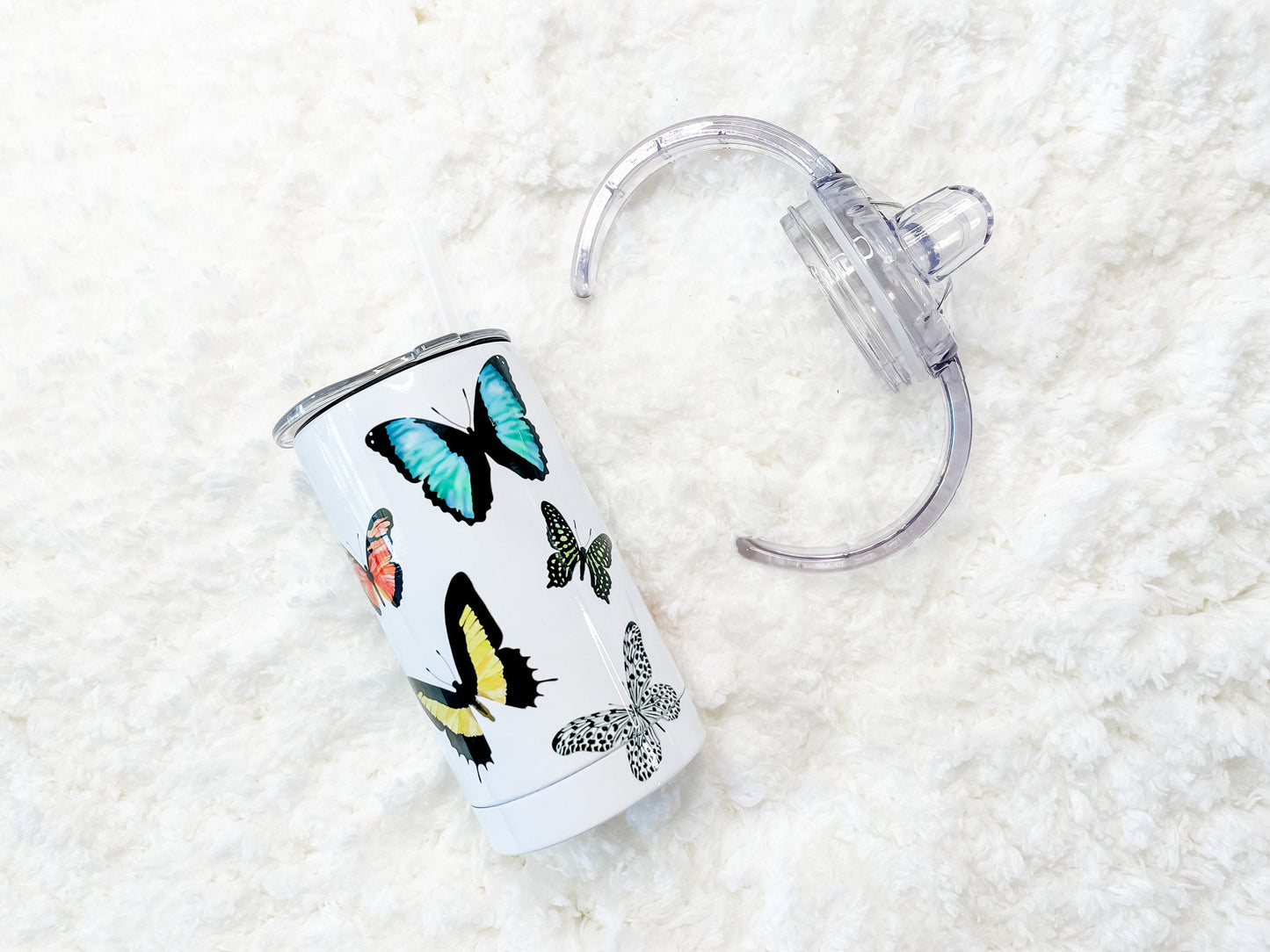 Watercolor Butterfly Design 12 oz Sippy Cup Set