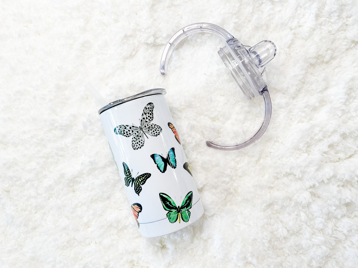 Watercolor Butterfly Design 12 oz Sippy Cup Set