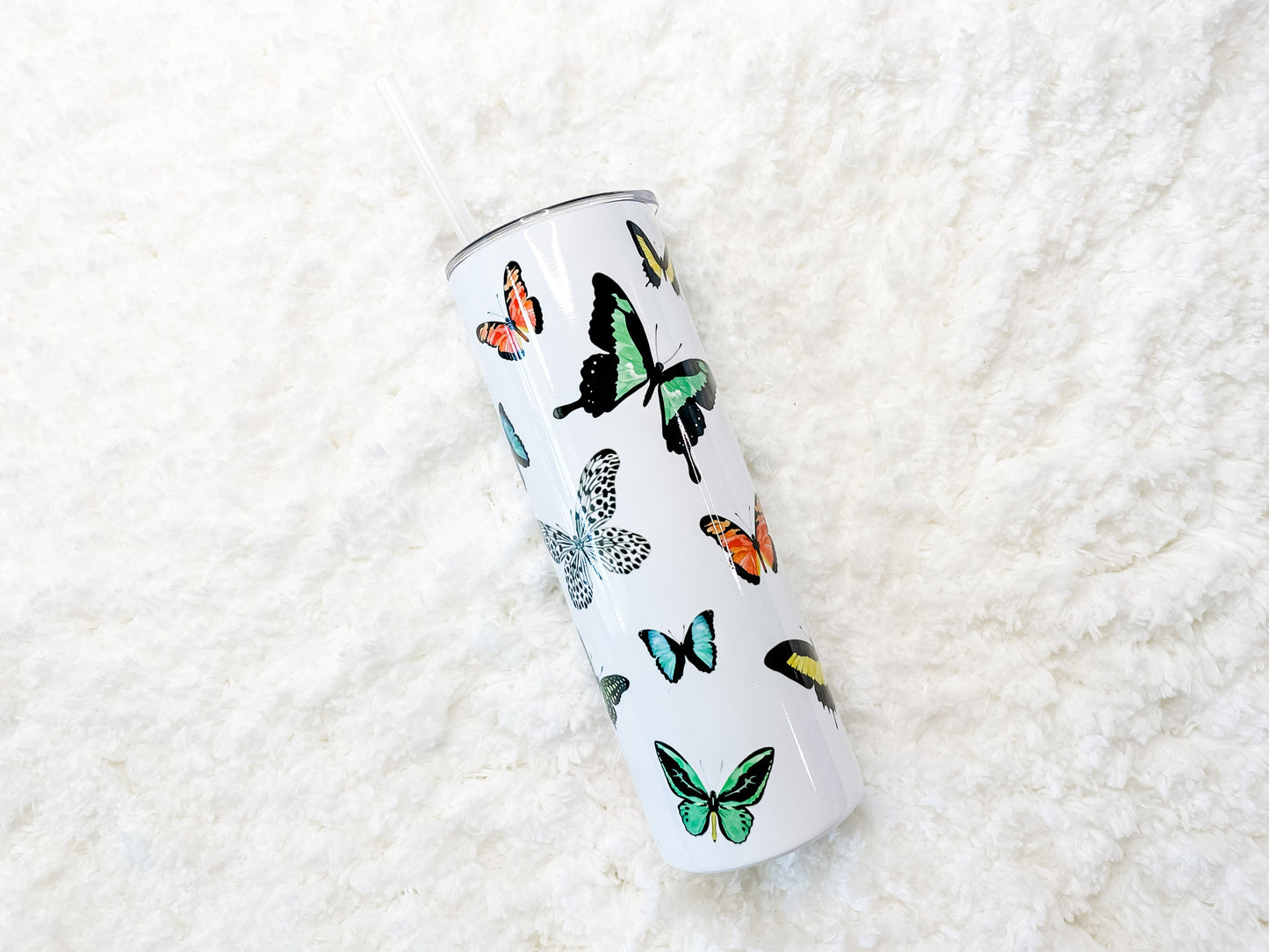 Colorful Butterfly Tumbler with straw 20 oz