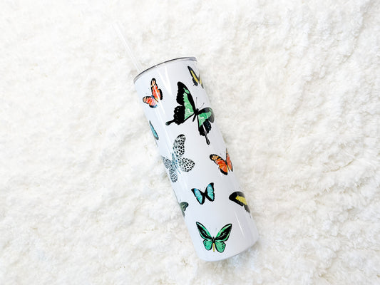 Colorful Butterfly Tumbler with straw 20 oz