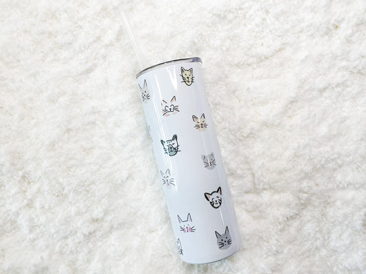 Cat Faces Tumbler with straw 20 oz