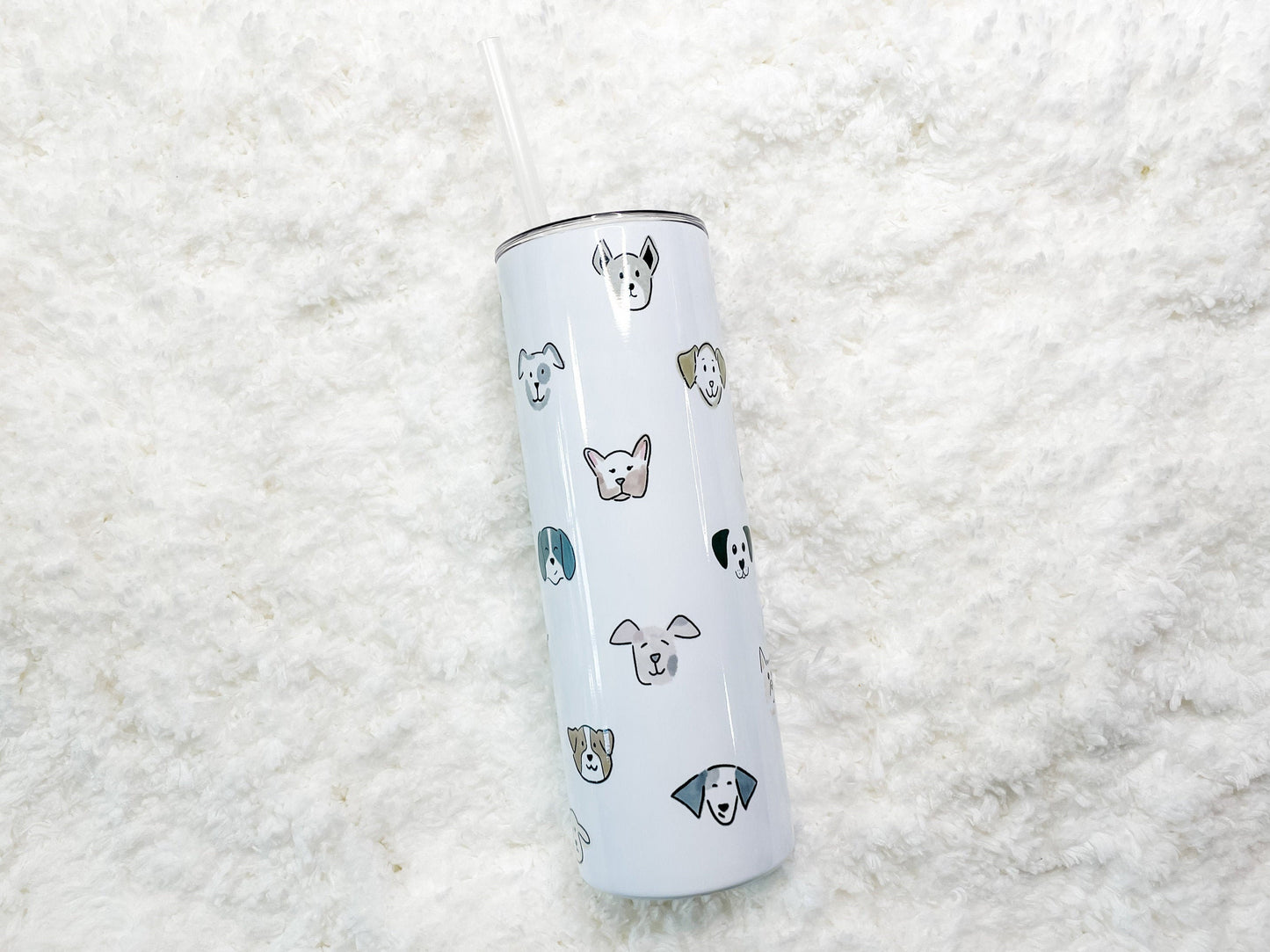 Dog Faces Tumbler with straw 20 oz