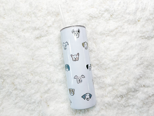 Dog Faces Tumbler with straw 20 oz
