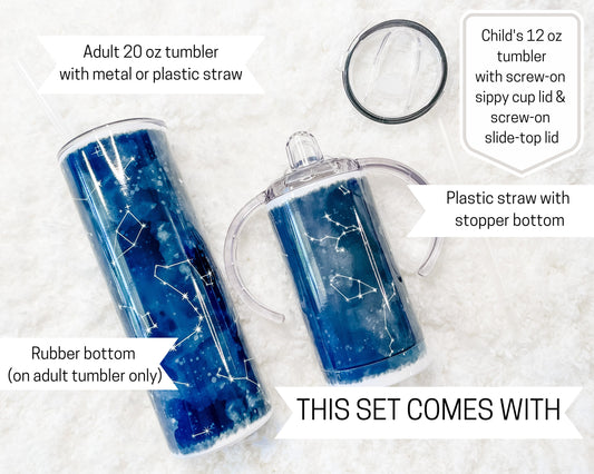 Mommy or Daddy & Mini Constellations Matching Tumbler set