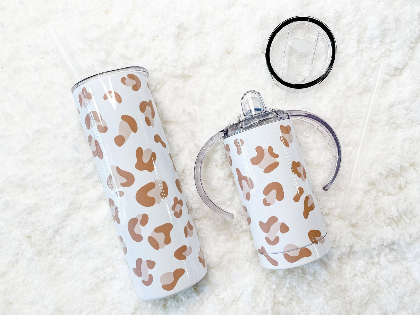 Mommy & Mini Dusty Pink Leopard Print Matching Tumbler set