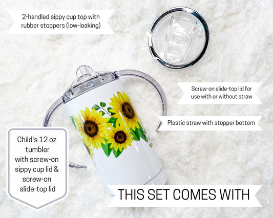 Sunflowers Sippy Child's Tumbler set