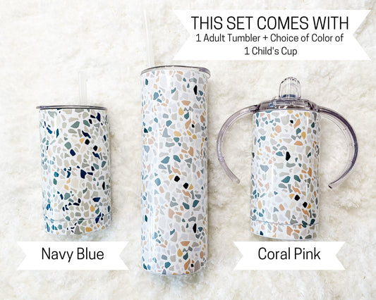 Mommy & Mini Terrazzo Print Matching Tumbler set