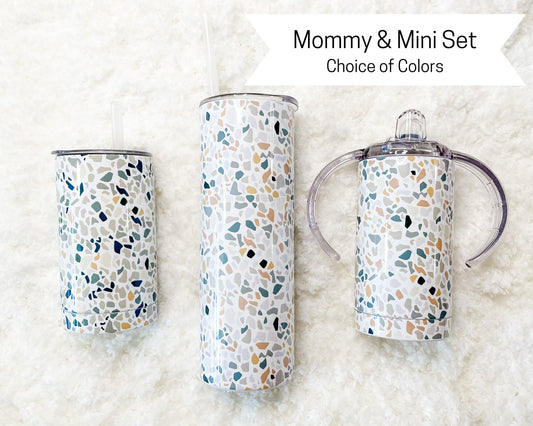 Mommy & Mini Terrazzo Print Matching Tumbler set