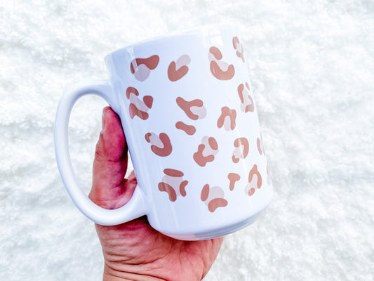 Pink Leopard Print Coffee Mug 15 oz.