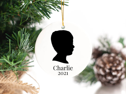 Custom Silhouette Portrait Ceramic Ornament