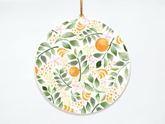 Orange Branch Pattern 3 inch Ceramic Ornament