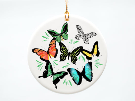 Butterfly Collage 3 inch Ceramic Ornament