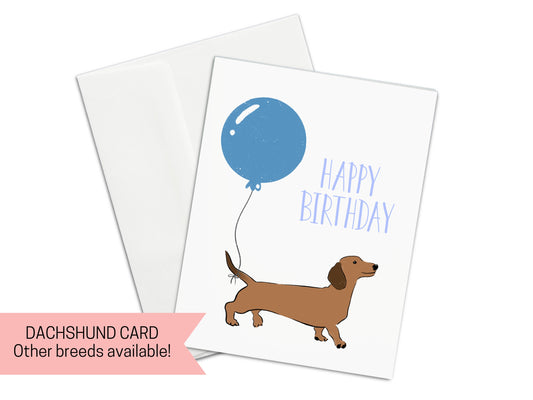 Brown Dachshund Doxie Happy Birthday Card