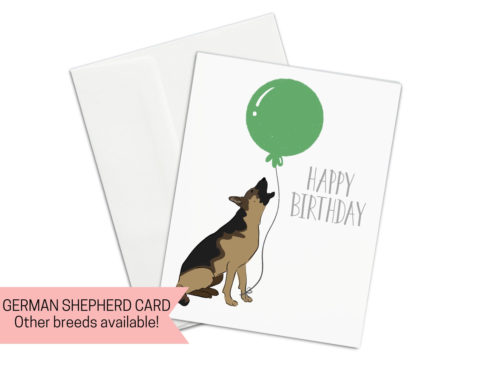 German Shepherd Happy Birthday Card, Human, Gotcha Day Dog Adoption, Celebration, Dog Birthday, Dog Lover, Card for Him, Card for her
