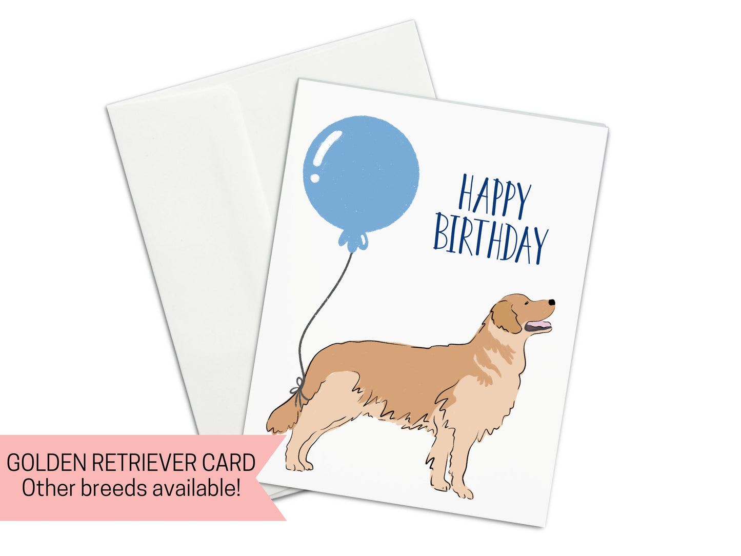 Golden Retriever Happy Birthday Card, Human Bday, Gotcha Day Dog Adoption, Celebration, Dog Birthday, Dog Lover, Card for Him, Card for her