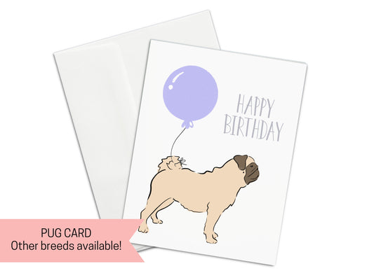 Pug Happy Birthday Card