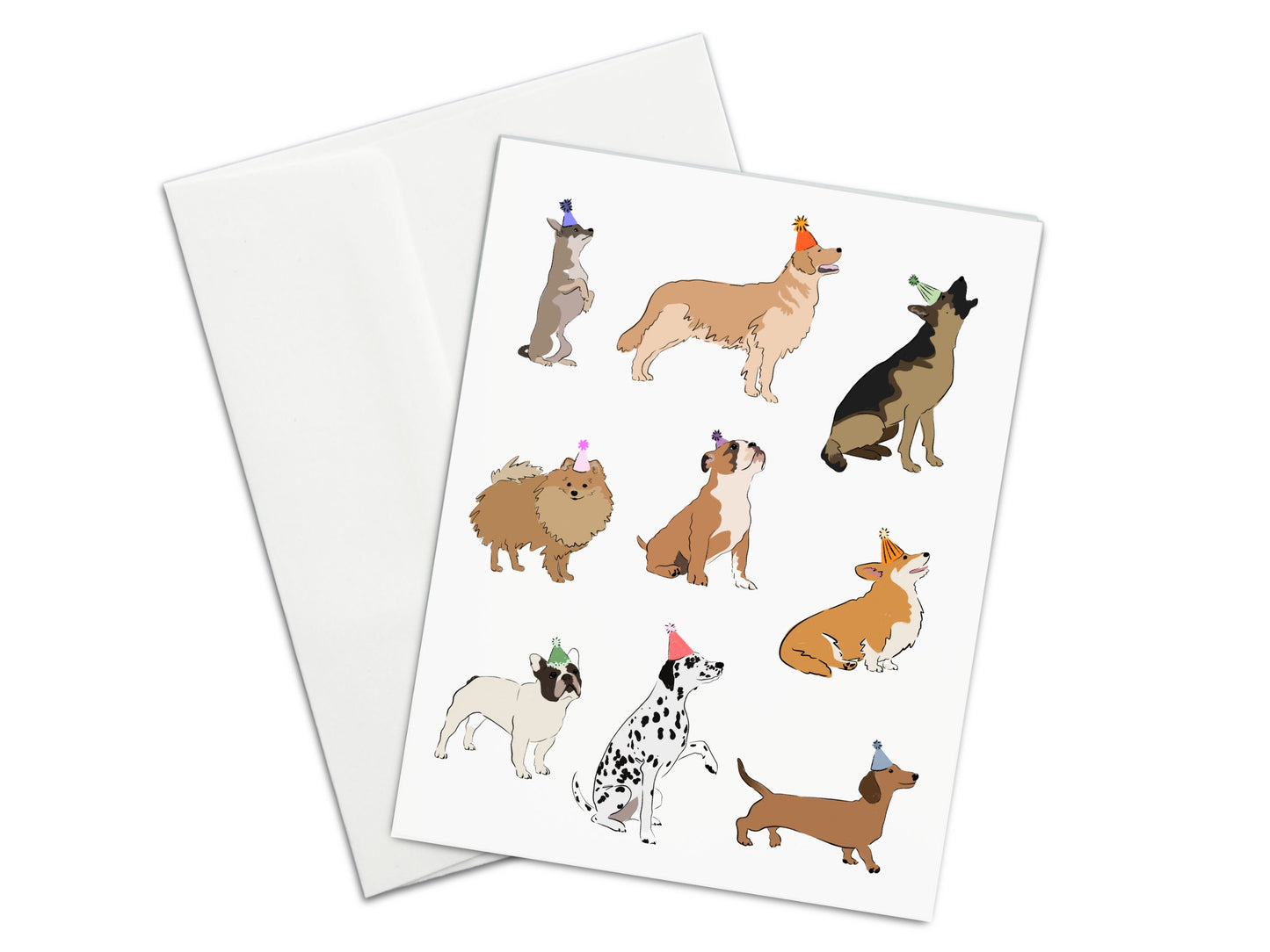 Dog Breeds Party Hat Card, Happy Birthday, Gotcha Day, Dog Adoption, Celebration, Dog Birthday, Dog Lover, Card for Him, Card for her