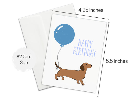 Brown Dachshund Doxie Happy Birthday Card