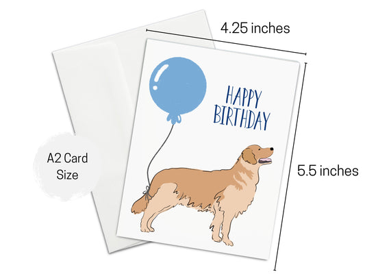 Golden Retriever Happy Birthday Card, Human Bday, Gotcha Day Dog Adoption, Celebration, Dog Birthday, Dog Lover, Card for Him, Card for her