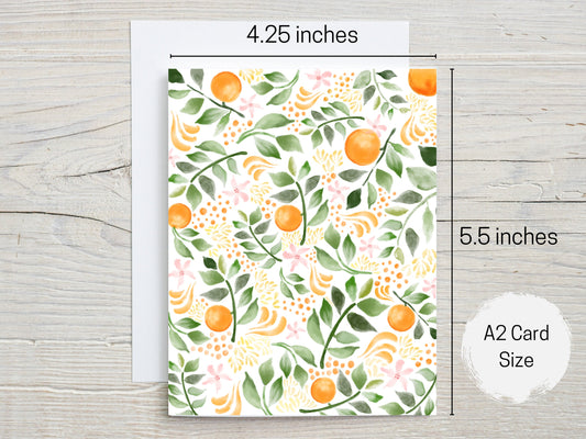 Set of 8 Orange Pattern Greeting Cards, Blank